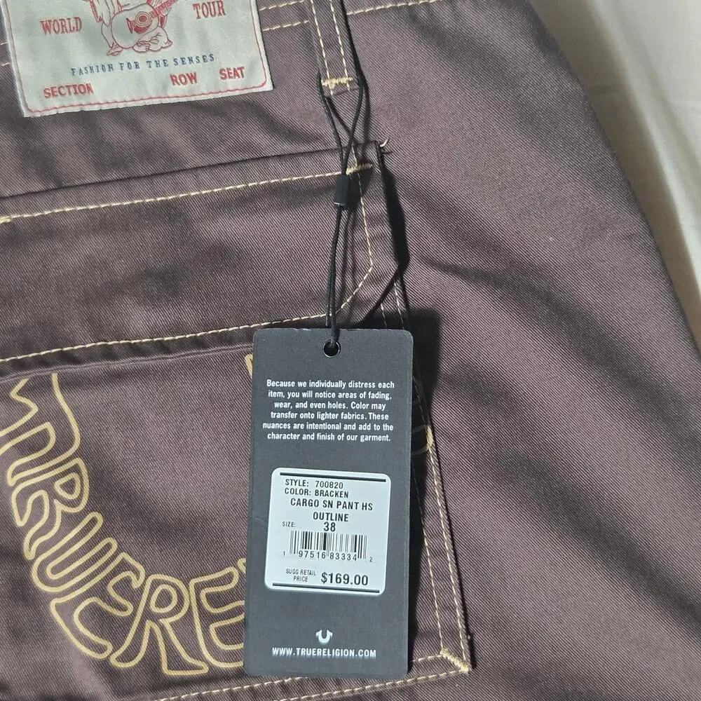 True Religion Cargo SN Pant HS Outline - Bracken Brown (Size 38x32) - NWT